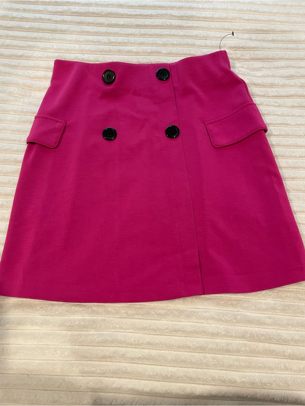 Fuchsia A-Line Mini Skirt with Double-Breasted Button Detail